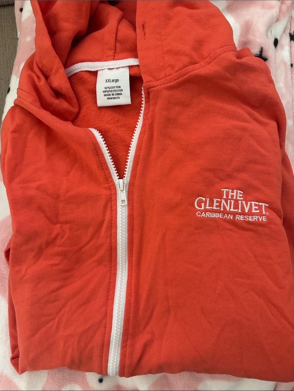Orange Zip Hoodie - Caribbean Reserve Logo